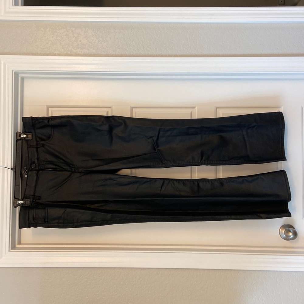 Black High Rose Coated bootleg jeans